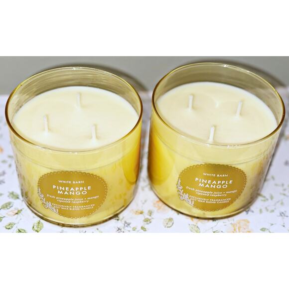 Lot of 2 Bath & Body Works Pineapple Mango Large 3-Wick Scented Candle 14.5oz - Picture 3 of 5